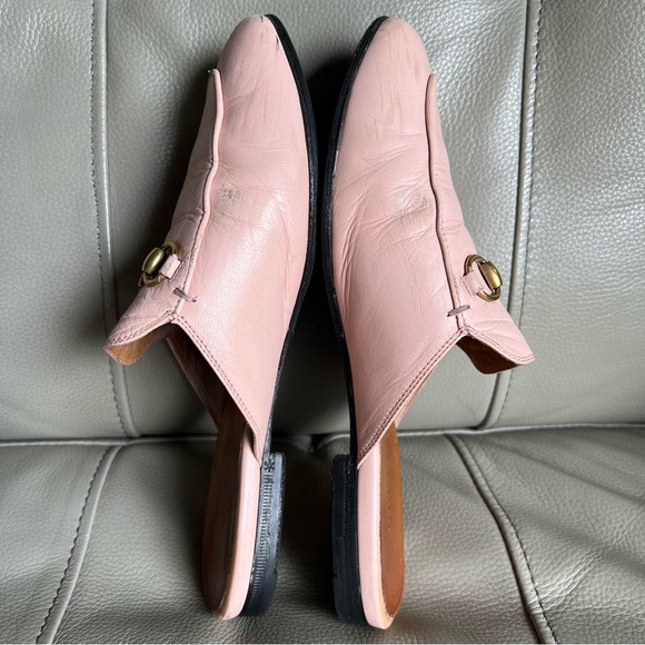 GUCCI Princetown Leather Horsebit Loafer Mules Sz 37.5 Perfect Pink Italy Made - Picture 3 of 17
